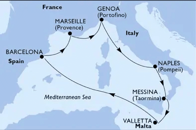 itineraire msc croisiere mediterranee